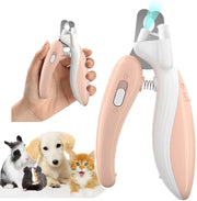 Ginalaia Cat Dog Pet Nail Clippers with Light Llluminates Cat Dog Nails or BloodlineSafety Pet Nail Clipper for Dogs Cats Rabbits Sharp No Nail Splitting (Pink)